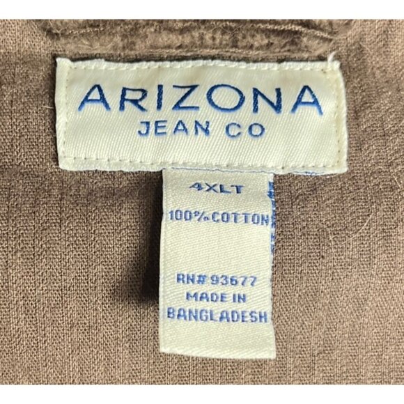 Arizona Jean Co Brown Corduroy Button-Up Shirt jacket shacket 4XLT 100% Cotton - Picture 4 of 12